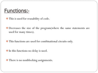 Functions and tasks in verilog | PPT