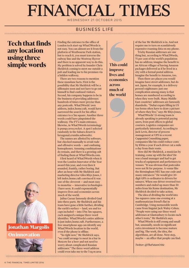 FT & what3words  Slide 1