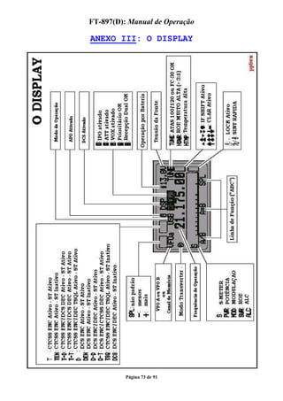 FT-897(D): Manual de Operação

ANEXO III: O DISPLAY




          Página 73 de 91
 