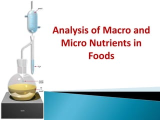 Analysis of Macro and
Micro Nutrients in
Foods
 