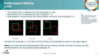 Performance Metrics
(IoU)
© 2022 Au-Zone Technologies 22
Ref:
https://towardsdatascience.com/o
n-object-detection-metrics-...