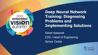 Deep Neural Network
Training: Diagnosing
Problems and
Implementing Solutions
Fahed Hassanat
COO / Head of Engineering
Sensor Cortek
 