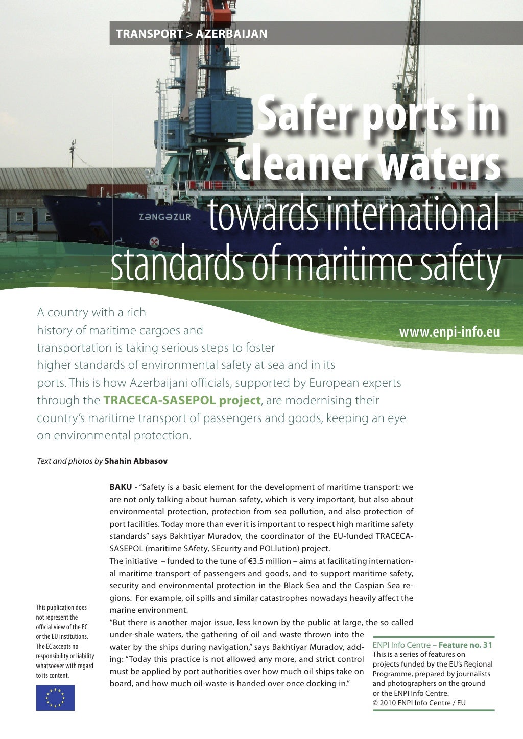 Safer ports in cleaner waters towards international standards of