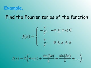 Find the Fourier series of the function
Example.
 