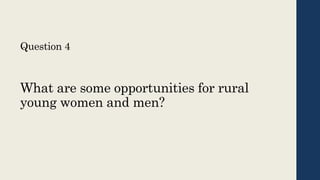 Rural youth and livelihood change