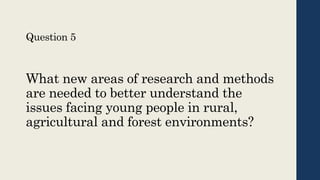 Rural youth and livelihood change