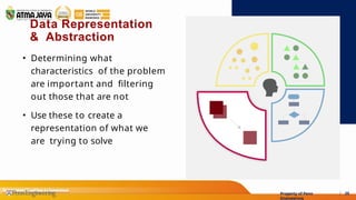• Determining what
characteristics of the problem
are important and filtering
out those that are not
• Use these to create a
representation of what we
are trying to solve
25
Property of Penn
Engineering
Data Representation
& Abstraction
 