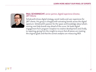 LEARN MORE ABOUT OUR PANEL OF EXPERTS



PAUL SCHOKNECHT, senior partner, digital experience director,
JWT Atlanta
Schokne...