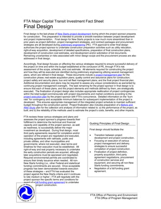 FTA Fact Sheet — Final Design