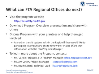 FTA Bus Safety & Security Orientation | PPT