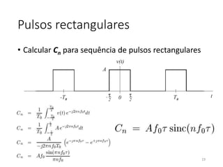 Pulsos rectangulares
• Calcular Cn para sequência de pulsos rectangulares
19
 