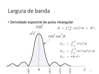 Largura de banda
• Densidade espectral do pulso retangular
30
 