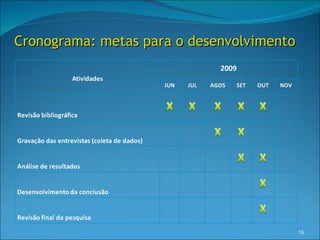 Cronograma: metas para o desenvolvimento




                                           16
 