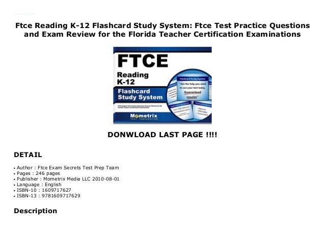 Ftce Reading K 12 Flashcard Study System Ftce Test Practice Question