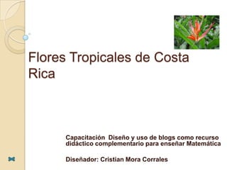 Flores Tropicales de Costa
Rica



      Capacitación Diseño y uso de blogs como recurso
      didáctico complementario para enseñar Matemática

      Diseñador: Cristian Mora Corrales
 