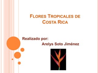 FLORES TROPICALES DE
       COSTA RICA


Realizado por:
          Arelys Soto Jiménez
 