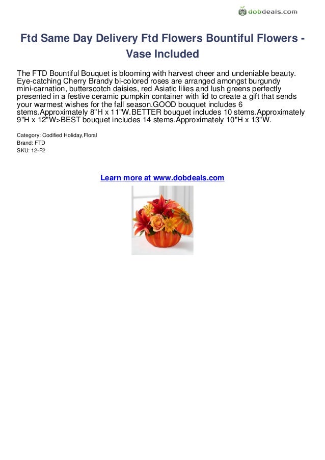 Ftd same day delivery ftd flowers bountiful flowers vase included