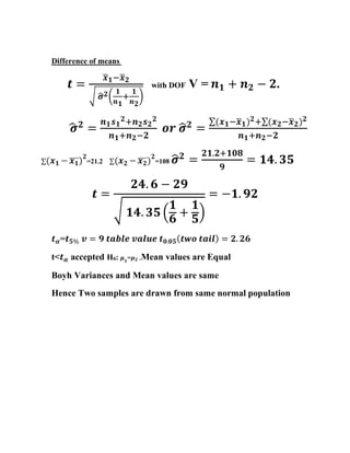 Example Of F Test Comprehensive Guide to F-Test for Variance Comparison in Statistics | PDF