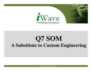 Q7 SOM
A Substitute to Custom Engineering



            iWave Systems Technologies
 