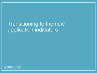Transitioning to the new
application indicators
24
 