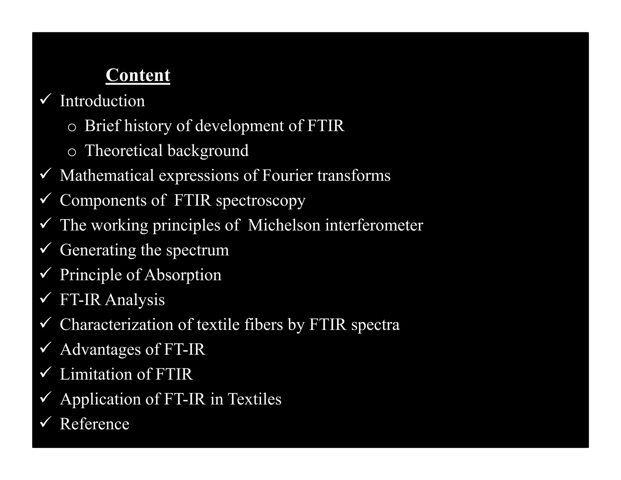 Fourier Transform Infrared Spectroscopy Ppt Fourier Transform Infrared Spectroscopy Ppt