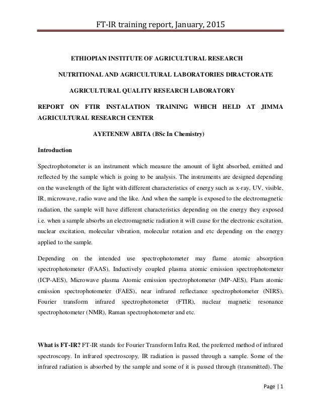 Ftir tarininng report pdf