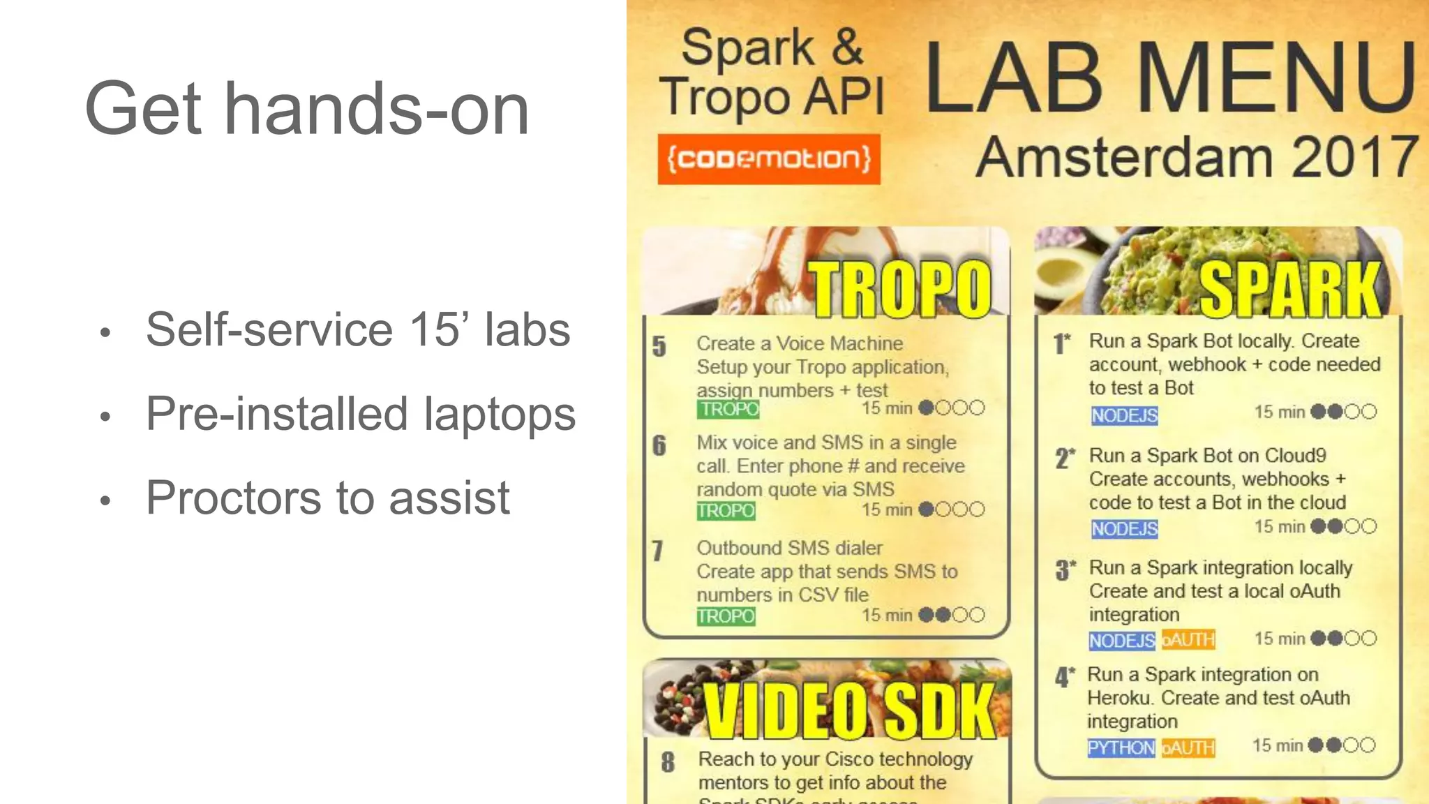 © 2017 Cisco and/or its affiliates. All rights reserved. Cisco Public
• Self-service 15’ labs
• Pre-installed laptops
• Proctors to assist
Get hands-on
 