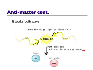 Anti-matter cont. It works both ways 