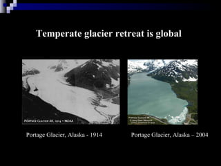 Temperate glacier retreat is global Portage Glacier, Alaska - 1914 Portage Glacier, Alaska – 2004  