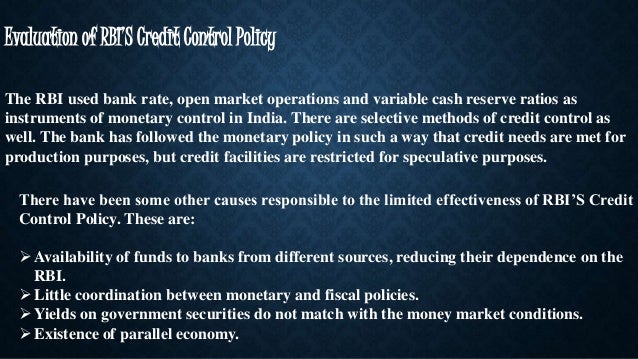 credit management and monetary policy of RBI