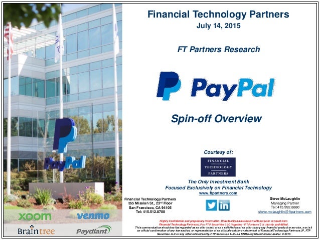 ft partners research paypal spin off overview steve mclaughlin ft partners