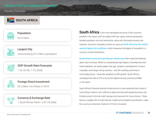FT PARTNERS RESEARCH 26
African FinTech Market Overview
Country Overview
South Africa is the most developed economy of the...