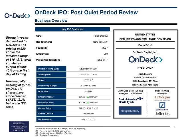 On deck capital ipo price