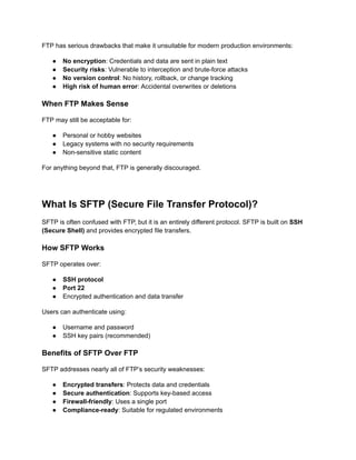 Ftp Security Risks FTP vs. SFTP vs. Git_ Choosing Your Deployment Method | PDF