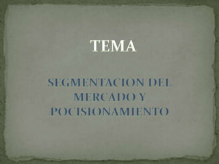 Segmentacion y posicionamiento del mercado | PPTX