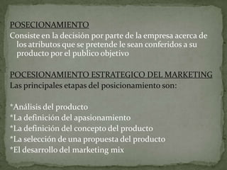 Segmentacion y posicionamiento del mercado | PPTX