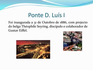A arquitectura do ferro em PortugalEsta nova aplicação do ferro foi muito utilizada em Portugal  no século XIX. Entre os monumentos construídos  nesta época já utilizando o ferro encontram-se as pontes sobre o Douro.O Porto é na Europa , a cidade que mais cedo utiliza a arquitectura de ferro