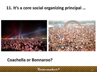 11. It’s a core social organizing principal …




Coachella or Bonnaroo?

                                                20
 