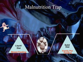 Malnutrition Trap
Liquid
Diet
Breast Feeding
Solid
Diet
Family Pot
Feeding
 