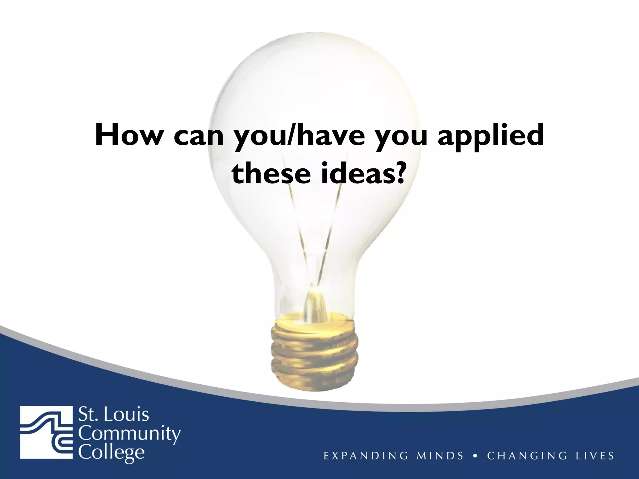 How can you/have you applied
these ideas?

 