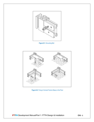 FTTH Development Manual/Part 1: FTTH Design & Installation Ch6 - 2
Figure 6-1: Grounding Bolt
Figure 6-2: Fixing of Unirack Frame‘s Base on the Floor
 