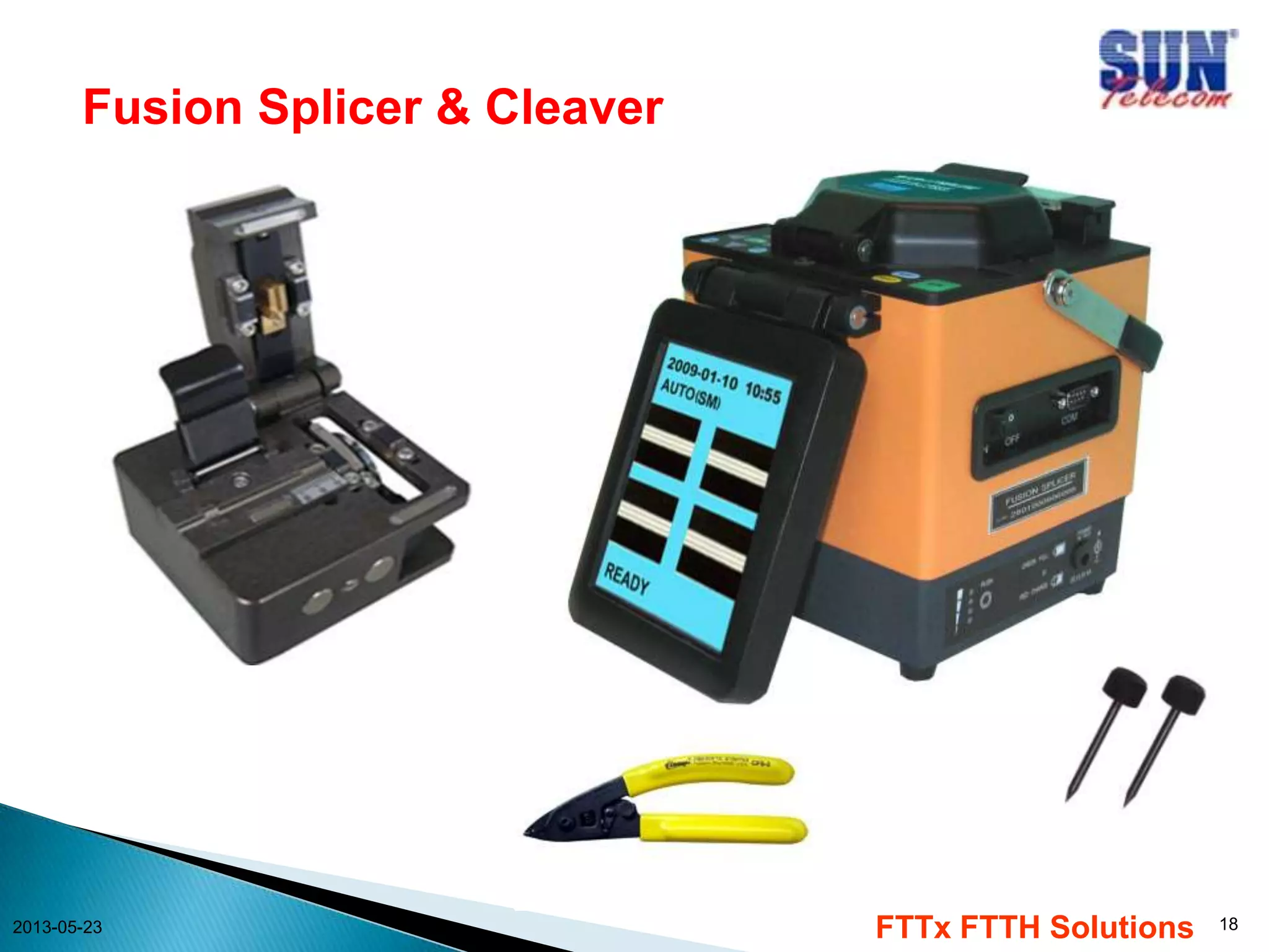 Fusion Splicer & Cleaver
2013-05-23
FTTx FTTH Solutions
18