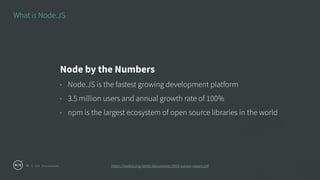 © 2016 Ross Kukulinski
What is Node.JS
11
Node by the Numbers
• Node.JS is the fastest growing development platform
• 3.5 ...