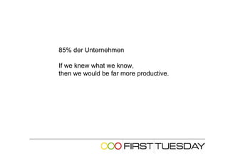 85% der Unternehmen

If we knew what we know,
then we would be far more productive.
 