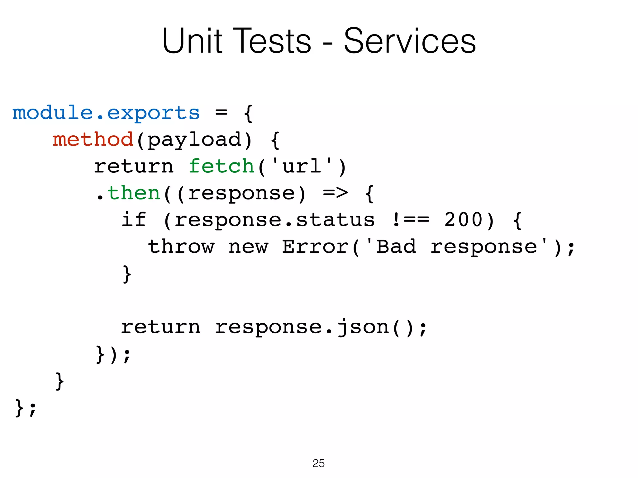 25
Unit Tests - Services
 