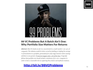 99 VC Problems
But a Batch Ain’t 1
10
http://bit.ly/99VCProblems
 