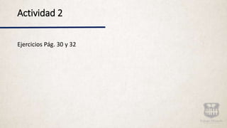 Actividad 2
Ejercicios Pág. 30 y 32