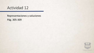 Actividad 12
Representaciones y soluciones
Pág. 305-309
 