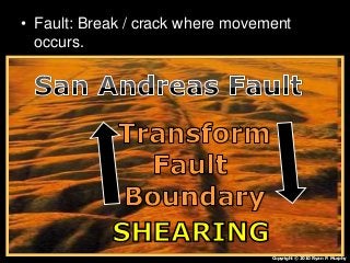 • Fault: Break / crack where movement
occurs.
Copyright © 2010 Ryan P. Murphy
 