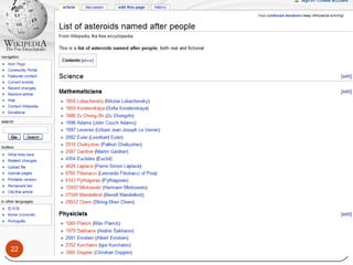 Wikipedia has lots of info, butWikipedia has articles about…